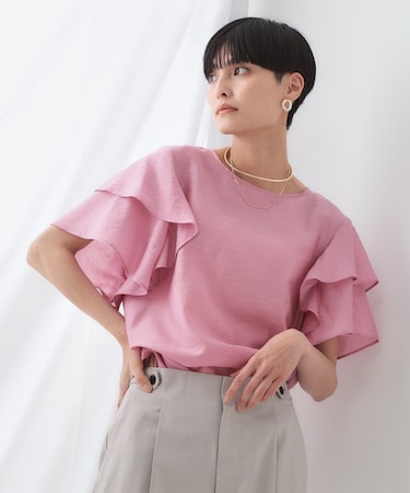 フリルスリーブブラウス【洗濯機洗い可】