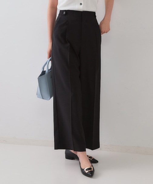 ストレッチデザインワイドパンツ/セットアップ対応可【UV/接触冷感/洗濯機洗い可/抗ピル】