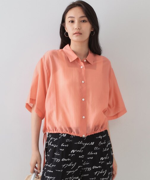 裾ドロストシアーショートシャツ【洗濯機洗い可】