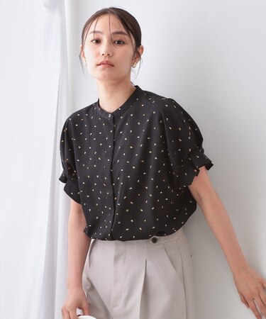 幾何柄アソート タックドルマンスリーブブラウス【洗濯機洗い可】
