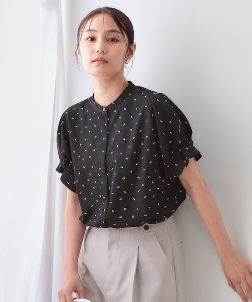 幾何柄アソート タックドルマンスリーブブラウス【洗濯機洗い可】