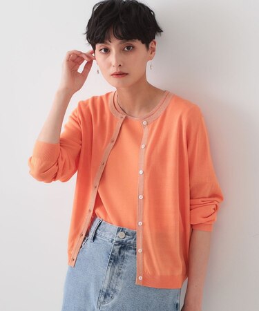 配色ラメニットカーディガン/アンサンブル対応【洗濯機洗い可/抗ピル】