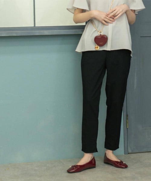 ウォッシャブル】シルキークロス 1タックワイドパンツ（ネイビー