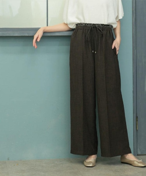 ウエストサテン使いイージーワイドパンツ【洗濯機洗い可】