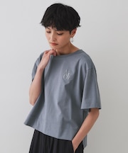 刺繍ロゴワイドシルエットTシャツ【洗濯機洗い可】