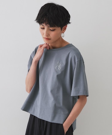 刺繍ロゴワイドシルエットTシャツ【洗濯機洗い可】