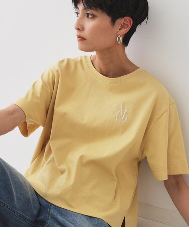 刺繍ロゴワイドシルエットTシャツ【洗濯機洗い可】