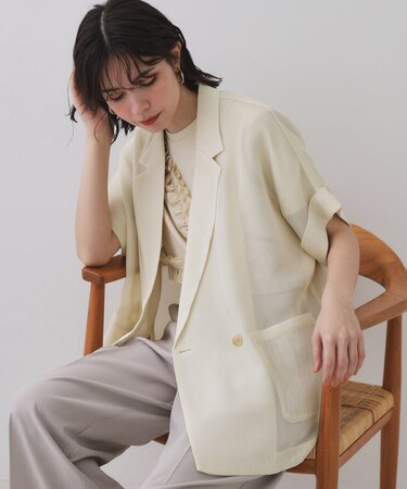 メッシュテーラードジャケット【洗濯機洗い可】