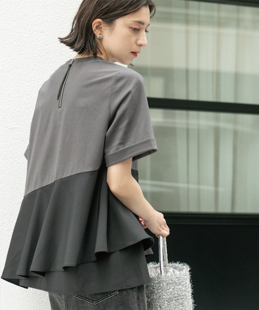アシンメトリー切替ドッキングトップス