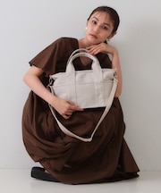 【軽量/撥水加工/2WAY/多ポケット】ツイルミドルサイズトートバッグ