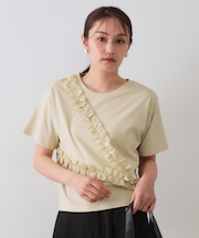 《美人百花掲載》アシメフリルドッキングカットソー【洗濯機洗い可】