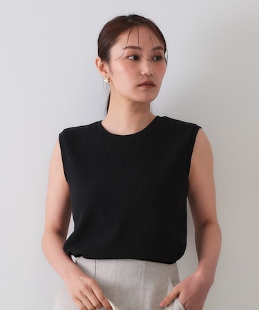 ノースリーブリブカットソー【洗濯機洗い可】