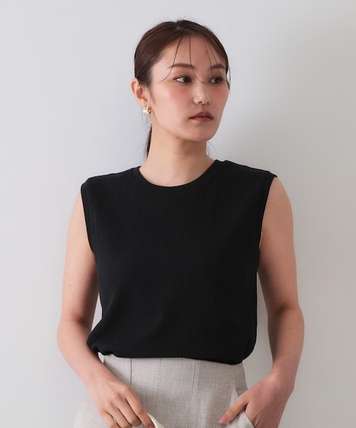 ノースリーブリブカットソー【洗濯機洗い可】