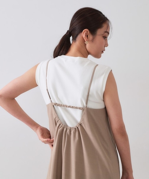 ノースリーブリブカットソー【洗濯機洗い可】