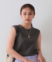 ノースリーブリブカットソー【洗濯機洗い可】