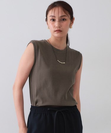 ノースリーブリブカットソー【洗濯機洗い可】