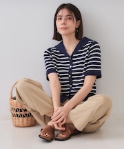 セーラーカラーボーダーニット【洗濯機洗い可】