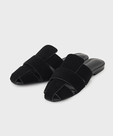 スエードメッシュラフミュールサンダル