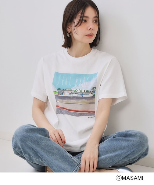 風景イラストプリントTシャツ