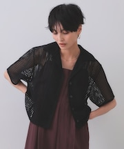 メッシュ開襟シャツ【洗濯機洗い可】