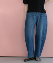 ストレッチバレルレッグデニム【洗濯機洗い可】