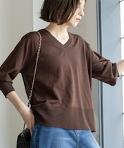 リラクシーVネックニット【洗濯機洗OK】《6col》