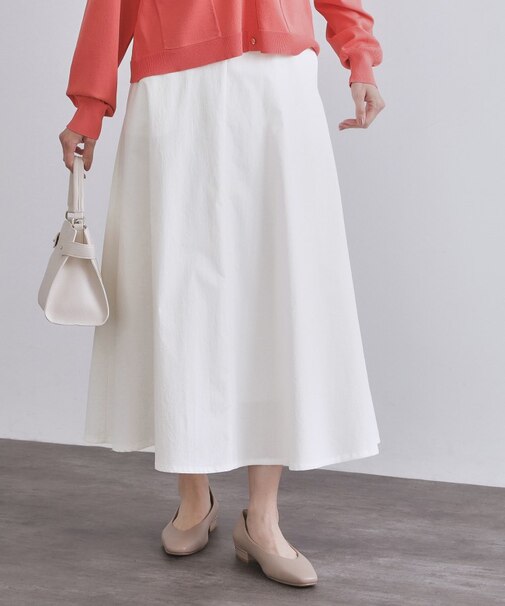 コットンライクフレアスカート【洗濯機洗い可】