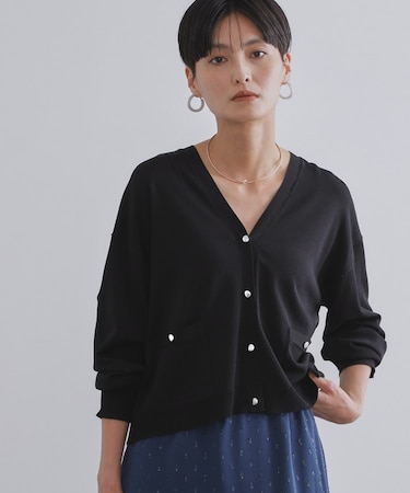 リラクシーVネックニットカーディガン【UVケア/接触冷感/洗濯機洗い可/抗ピル】