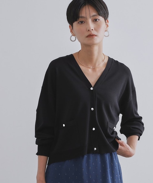 リラクシーVネックニットカーディガン【UVケア/接触冷感/洗濯機洗い可/抗ピル】