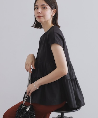 ドッキングティアードトップス【洗濯機洗い可】