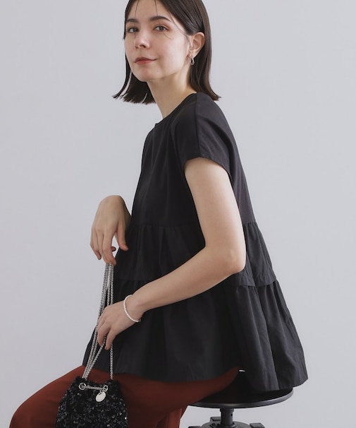 ドッキングティアードトップス【洗濯機洗い可】