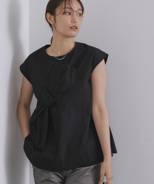 リボンモチーフブラウス【洗濯機洗い可】