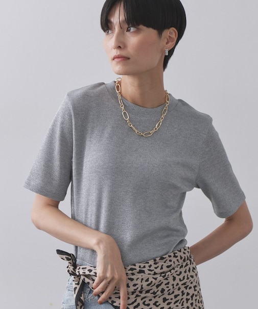 ラメリブカットソー【洗濯機洗い可】