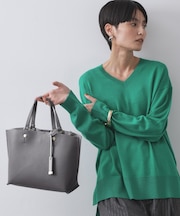 【2WAY/名品】バイカラー3層ミドルトートバッグ