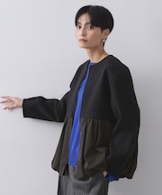 ウールライクペプラムドッキングアウター【洗濯機洗い可】