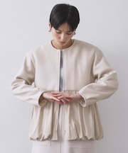 ウールライクペプラムドッキングアウター【洗濯機洗い可】