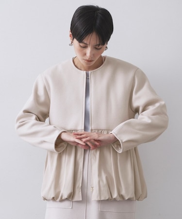 ウールライクペプラムドッキングアウター【洗濯機洗い可】