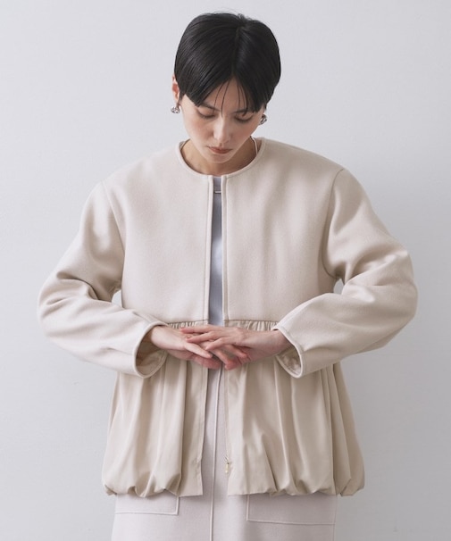 ウールライクペプラムドッキングアウター【洗濯機洗い可】