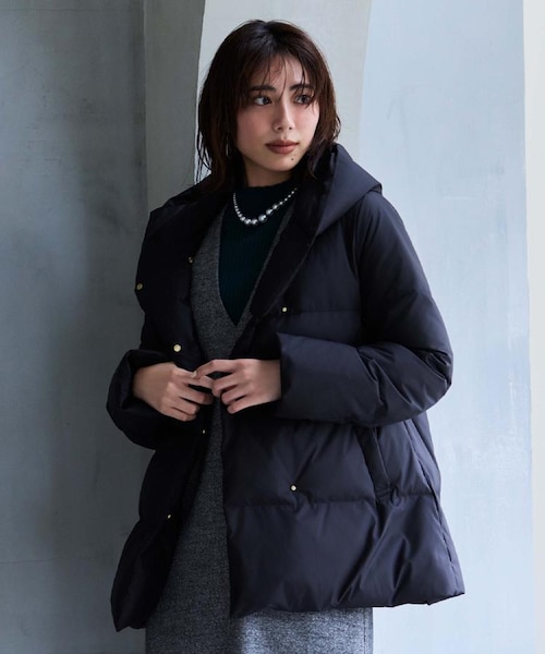 撥水フードミドルダウンコート【防風/抗菌防臭/洗濯機OK】《S～LL