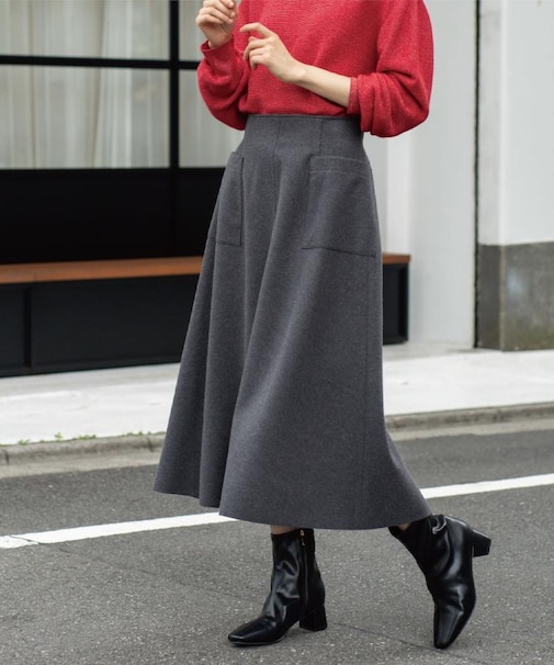 ウールライクフレアスカート【洗濯機OK】