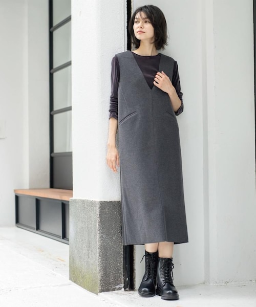 美品❣️ウールライクジャンパードレス ウールライクジャンパードレス【洗濯機洗い可】｜オペーク ドット