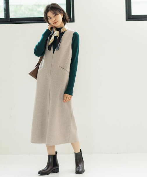 ウールライクジャンパードレス【洗濯機洗い可】