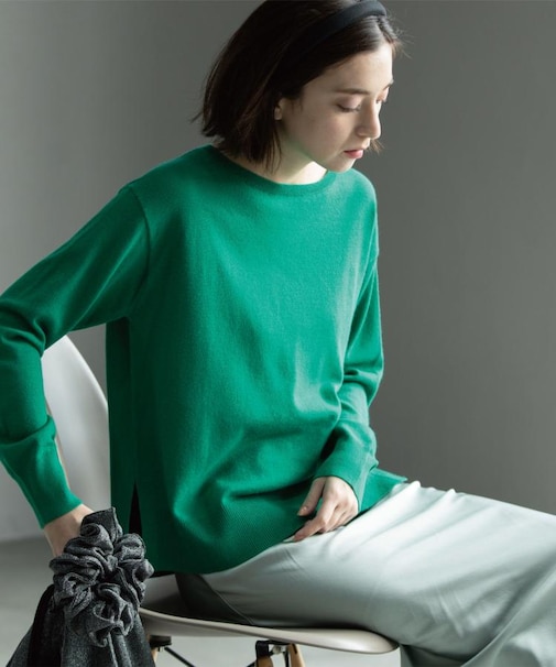 ボートネックニット/エクストラファインメリノウール【THEシリーズ/洗濯機OK】《8col/SS～LL》