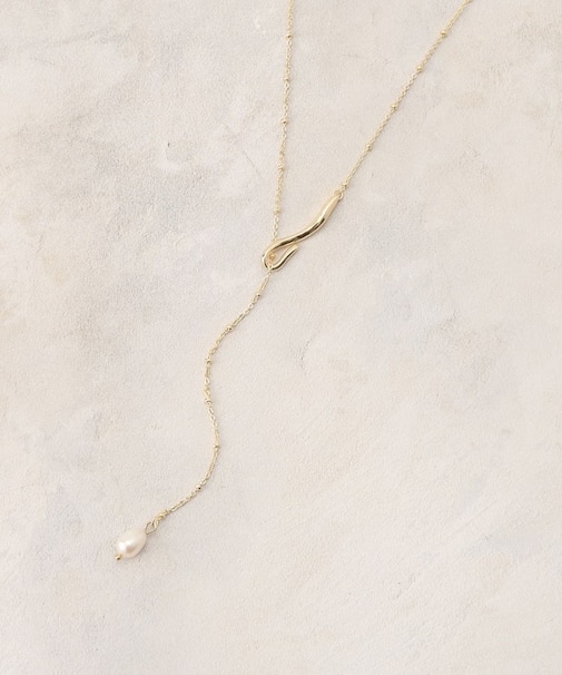 淡水パール×メタルバー スライドネックレス