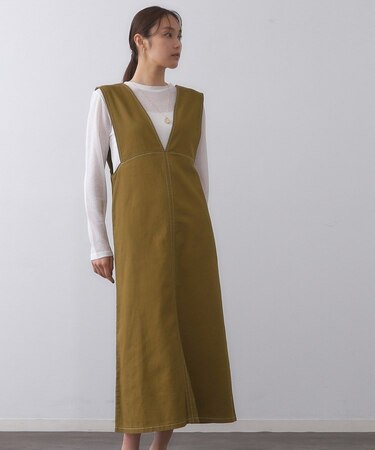 配色ステッチジャンスカ【洗濯機洗い可】