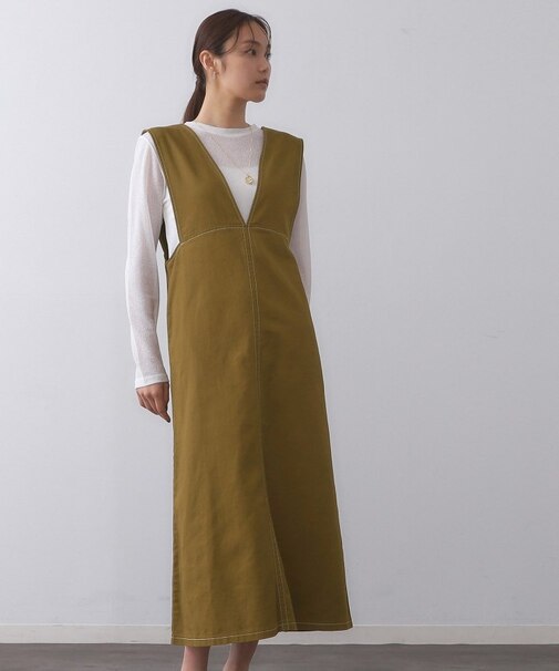 配色ステッチジャンスカ【洗濯機洗い可】