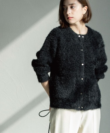 シャギーミドルカーディガン【洗濯機OK】《6col》