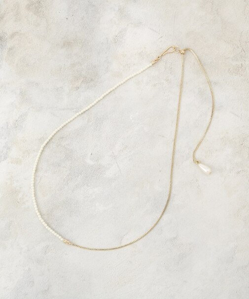 フェイクパール×チェーンスライドネックレス