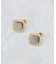 ベロア×ゴールドメタル縁取りスクエアピアス