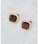 ベロア×ゴールドメタル縁取りスクエアピアス